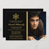 Gold Star van David Bar Mitzvah Afbeelding Invitat Kaart (Voorkant / Achterkant)