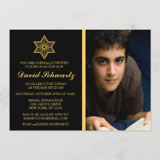 Gold Star van David Bar Mitzvah Afbeelding Invitat Kaart