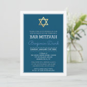 GOLD STAR VAN DAVID bar mitzvah modern simpel blau Kaart (Staand voorkant)