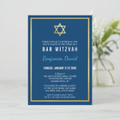 GOLD STAR VAN DAVID bar mitzvah modern simpel blau Kaart (Staand voorkant)