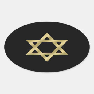 Gold Star van David Black Ovale Sticker