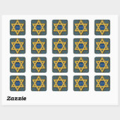 Gold Star van David Blue Hebrew Shabbat Shalom Vierkante Sticker (Vel)