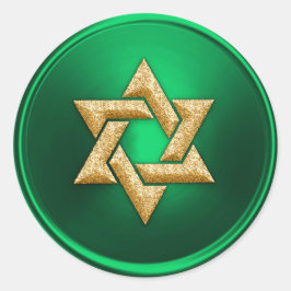 Gold Star van David Envelope Seal Green Ronde Sticker