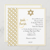 Gold Star van David Jewish bruiloft Kaart (Voorkant / Achterkant)