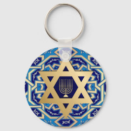 Gold Star van David Jewish Feestdagen Gift Sleutelhanger