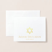 Gold Star van David lef sympathie bedankt Folie Kaarten (Voorkant met envelop)