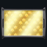 Gold Star van David lichtte Festival decoratie op Dienblad<br><div class="desc">Serving Tray Gold Star van David Pattern Design for Art & Home, Kitchen & Dining, Cookware & Serveware, Serving Tray for Hanukkah Festival en Jewish Holiday, Jubileum, Wedding Day, Bar Mitzvah, Bat Mitzvah, Rosh Hashanah Celebration, Artwork design met Gold David's Star Decorative Patroon (Gold Foil Textuur - EMULATIE), illustratie, Rustic,...</div>