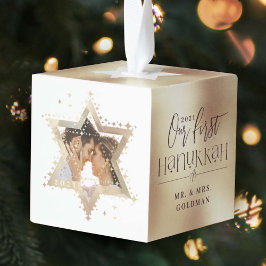 Gold Star van David Mr & Mrs First Hanukkah Foto Decoratie