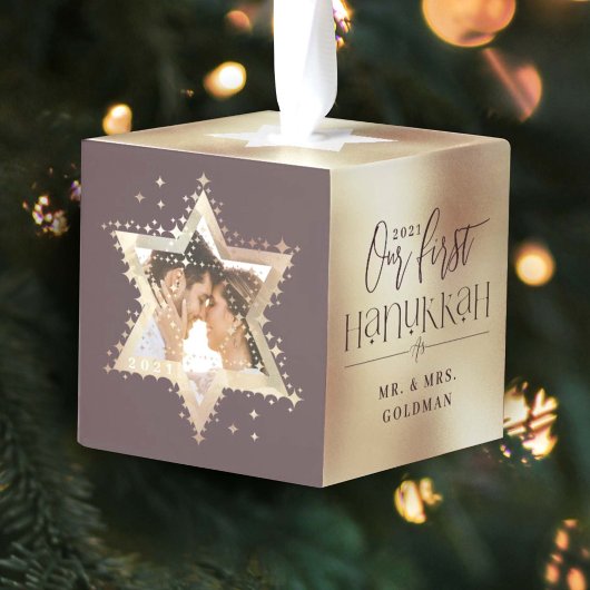 Gold Star van David Mr & Mrs First Hanukkah Foto Decoratie