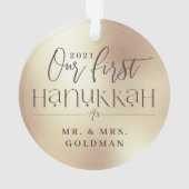 Gold Star van David Mr & Mrs First Hanukkah Foto Ornament (achterkant)