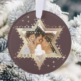 Gold Star van David Mr & Mrs First Hanukkah Foto Ornament