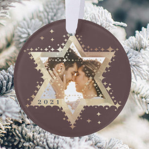Gold Star van David Mr & Mrs First Hanukkah Foto Ornament
