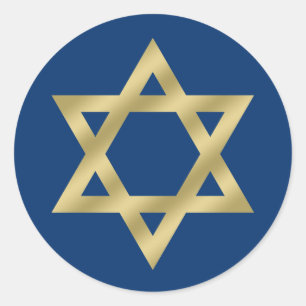 Gold Star van David Navy Blue Ronde Sticker