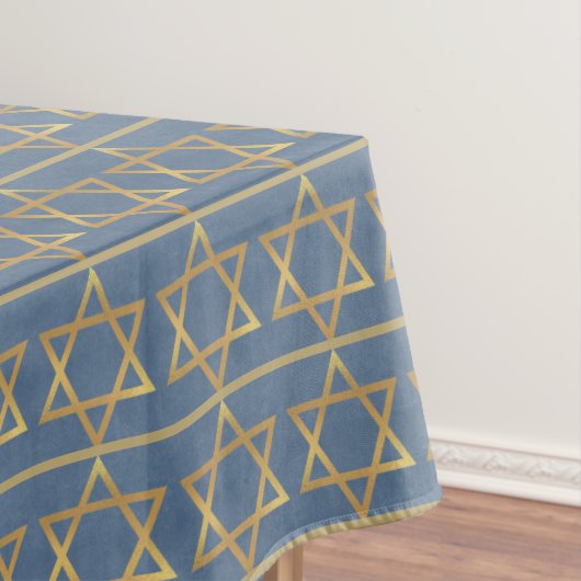 Gold Star van David Pattern op Blue Tafelkleed (Voorbeeld)