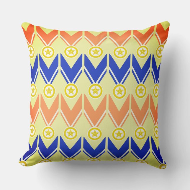 Gold Star van Oranje en blauw Kussen (Voorkant)
