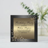 Gold Star Verjaardag Uitnodiging (Staand voorkant)