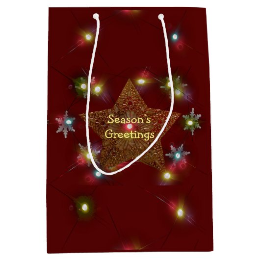 Gold Star verlicht Medium Cadeauzakje (Voorkant)