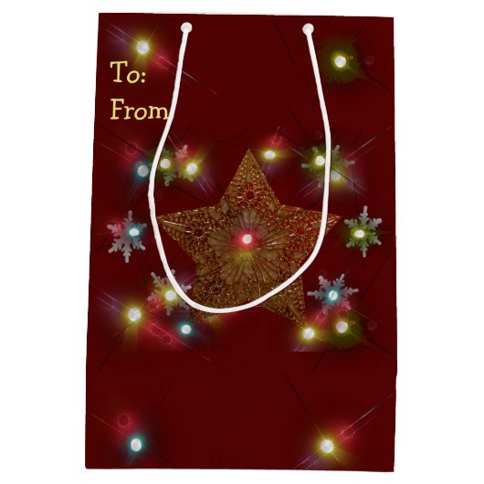 Gold Star verlicht Medium Cadeauzakje (Achterkant)