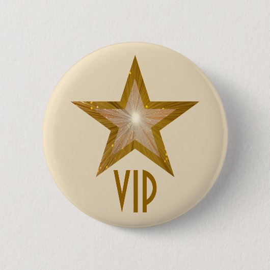 "Gold" Star "VIP"-knoppencrème Ronde Button 5,7 Cm (Voorkant)