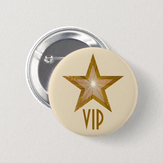 "Gold" Star "VIP"-knoppencrème Ronde Button 5,7 Cm (Voorkant /achterkant)
