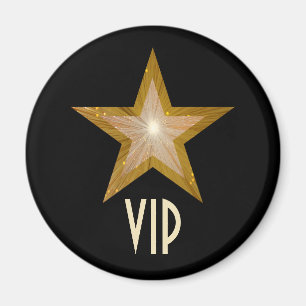 "Gold" Star "VIP" koelkast magneet zwart