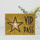Gold Star 'VIP PASS' horizontale zwarte achterzijd Kaart (Staand voorkant)