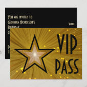 Gold Star 'VIP PASS' horizontale zwarte achterzijd Kaart (Voorkant / Achterkant)