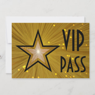 Gold Star 'VIP PASS' horizontale zwarte achterzijd Kaart