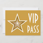 Gold Star 'VIP PASS' uitnodiging goud horizontaal (Voorkant)