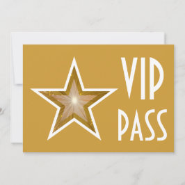 Gold Star 'VIP PASS' uitnodiging goud horizontaal