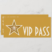 Gold Star 'VIP PASS' uitnodiging goud lang (Voorkant / Achterkant)
