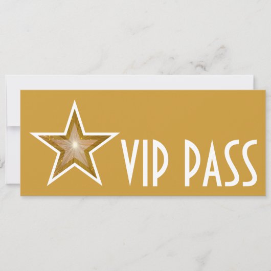 Gold Star 'VIP PASS' uitnodiging goud lang (Voorkant)