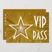 Gold Star 'VIP PASS'-uitnodiging horizontaal Kaart (Voorkant / Achterkant)