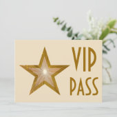 Gold Star 'VIP PASS'-uitnodiging, horizontaal Kaart (Staand voorkant)