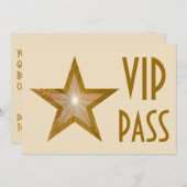 Gold Star 'VIP PASS'-uitnodiging, horizontaal Kaart (Voorkant / Achterkant)
