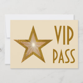 Gold Star 'VIP PASS'-uitnodiging, horizontaal Kaart