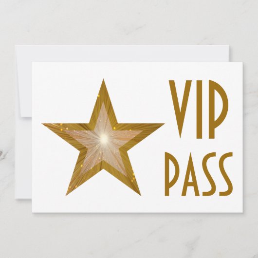 Gold Star 'VIP PASS'-uitnodiging, horizontaal wit Kaart (Voorkant)