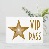 Gold Star 'VIP PASS'-uitnodiging, horizontaal wit Kaart (Staand voorkant)