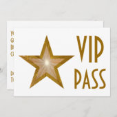 Gold Star 'VIP PASS'-uitnodiging, horizontaal wit Kaart (Voorkant / Achterkant)