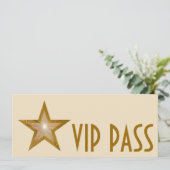 Gold Star 'VIP PASS'-uitnodiging, lang Kaart (Staand voorkant)