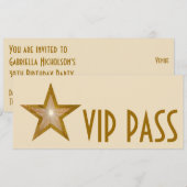 Gold Star 'VIP PASS'-uitnodiging, lang Kaart (Voorkant / Achterkant)