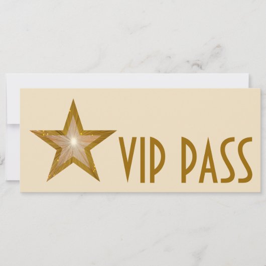 Gold Star 'VIP PASS'-uitnodiging, lang Kaart (Voorkant)