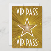 Gold Star 'VIP PASS'-uitnodiging wit Kaart (Voorkant)