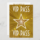 Gold Star 'VIP PASS'-uitnodiging wit Kaart (Voorkant / Achterkant)
