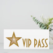 Gold Star 'VIP PASS'-uitnodiging, wit lang Kaart (Staand voorkant)