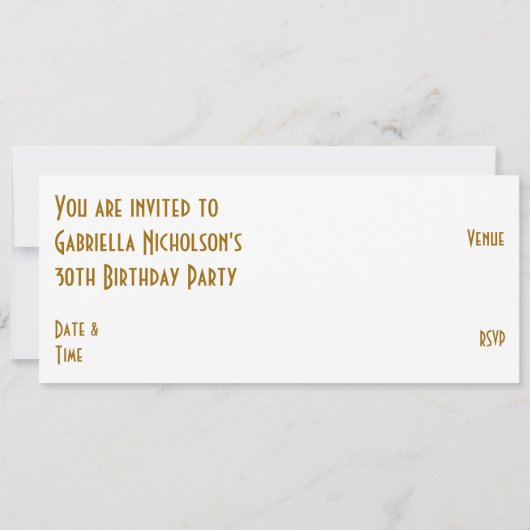 Gold Star 'VIP PASS'-uitnodiging, wit lang Kaart (Achterkant)