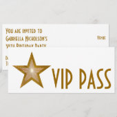 Gold Star 'VIP PASS'-uitnodiging, wit lang Kaart (Voorkant / Achterkant)