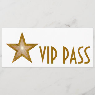 Gold Star 'VIP PASS'-uitnodiging, wit lang Kaart