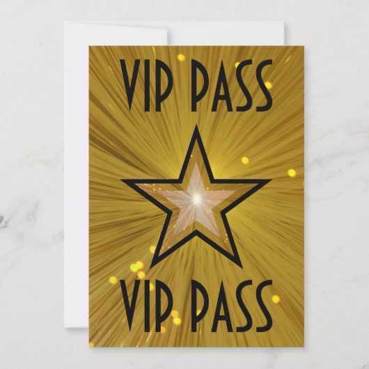 Gold Star 'VIP PASS'-uitnodiging zwart Kaart (Voorkant)