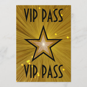 Gold Star 'VIP PASS'-uitnodiging zwart Kaart